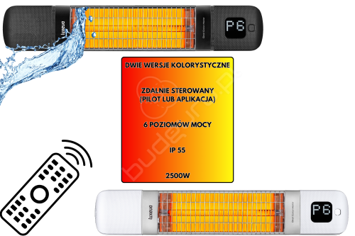 Promiennik ciepła na podczerwień na ścianę LUXEVA SMART-WL 2500W
