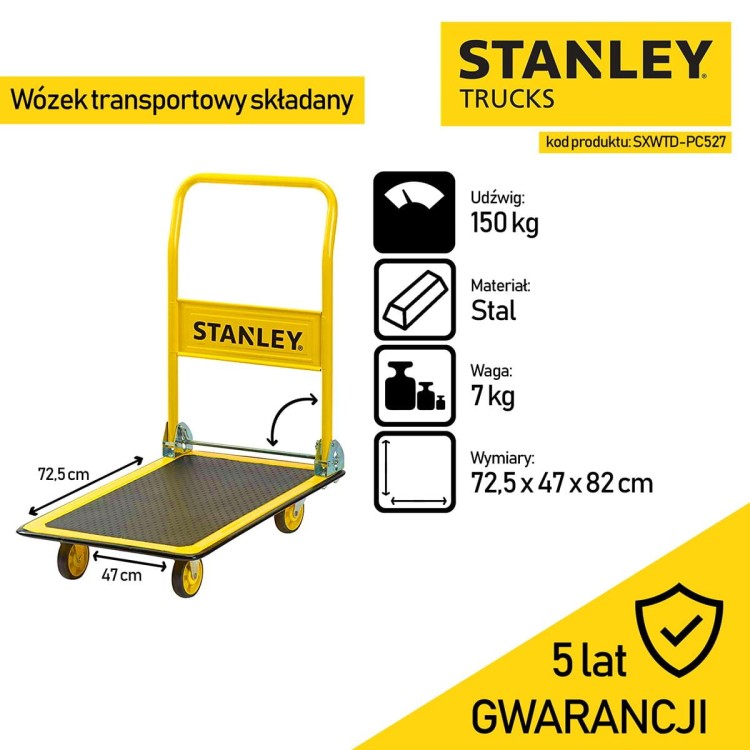 Stanley wózek, transportowy, platformowy, stalowy, ładowność 150 kg