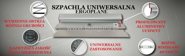 Szpachelka, szpachlka aluminiowa z wymiennym ostrzem Olejnik Ergoplane, pióro do gładzi, ścian