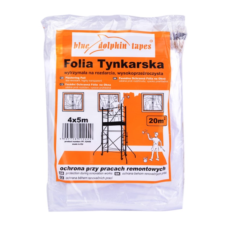 Folia ochronna, tynkarska 4x5m (Wysoka transparentność)