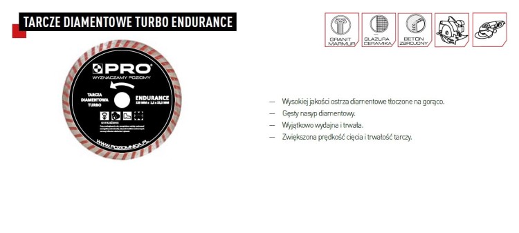 Tarcza diamentowa Turbo Endurance 230x7x1,8x22,2mm WT-DD-T230EN