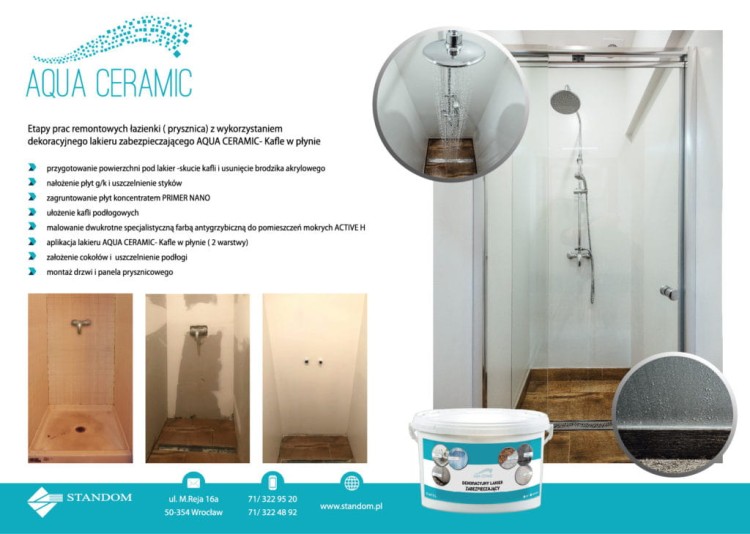 Lakier na ściany wewn. wodoodporny AQUA CERAMIC 1L półmat, Kafle w płynie