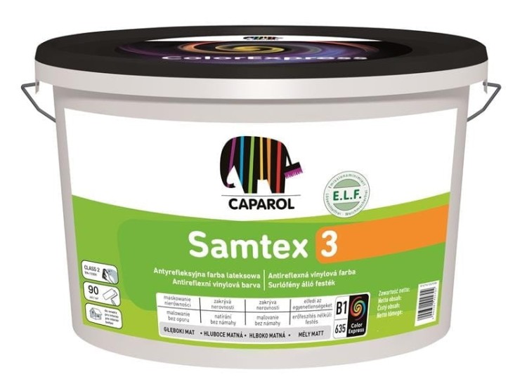 Caparol Samtex 3, ELF matowa farba lateksowa, antyrefleksyjna 10L biała