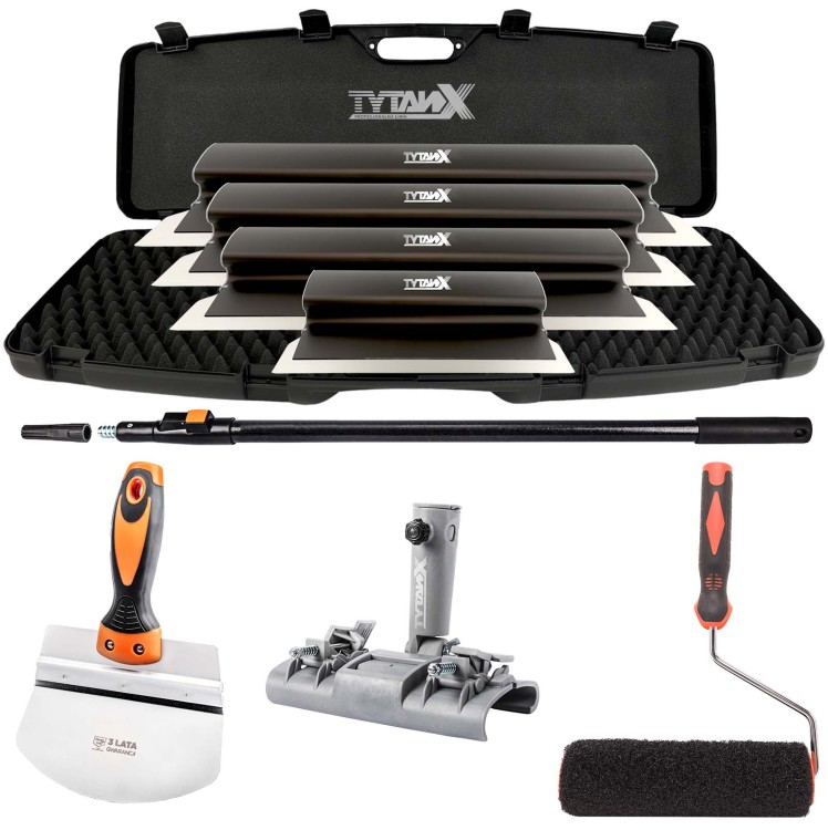 Zestaw noży do gładzi Tytanx 80,60,40,25 cm zestaw szpachli do gładzi, noże do gładzi