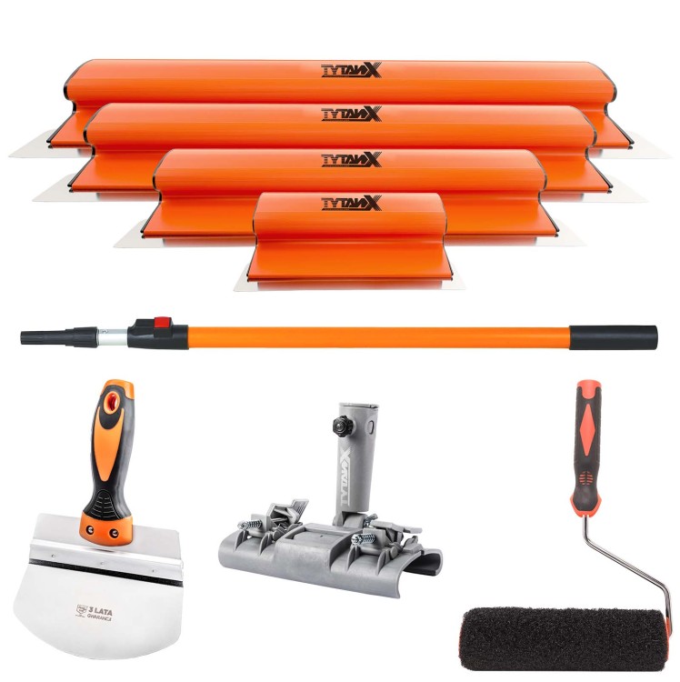 Zestaw noży do gładzi Tytanx [80,60,40,25cm] zestaw szpachli do gładzi, noże do gładzi