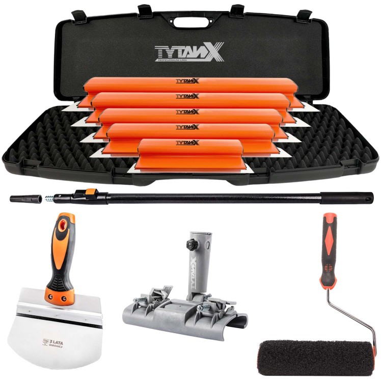 Noże do gładzi Tytanx TX5 Premium Edition 100,80,60,40,25 cm, zestaw noży do gładzi