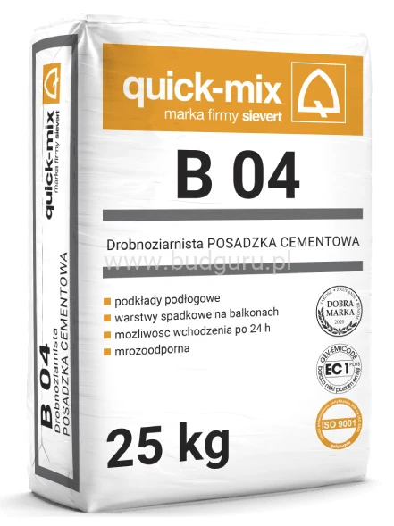 Quick-Mix B04, posadzka cementowa, drobnoziarnista zaprawa betoniarska 10-100mm, 25kg