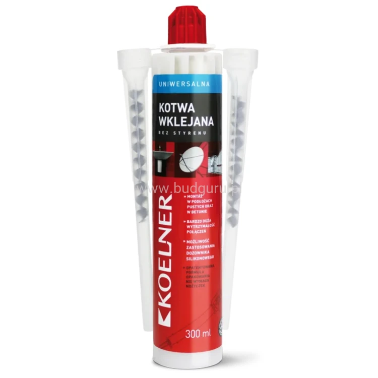 Koelner, kotwa chemiczna, żywica uniwersalna, kotwa wklejana bez styrenu, 300 ml